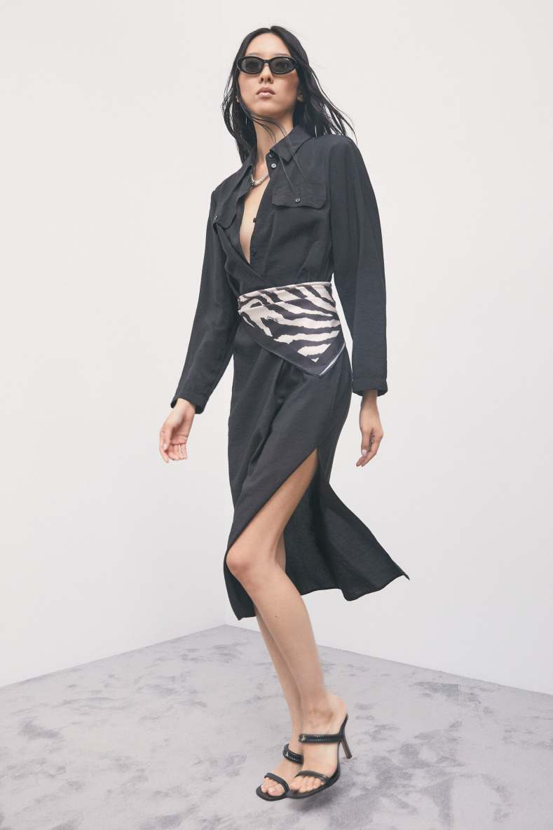 Midi shirt dress in modal, Black, Patrizia Pepe