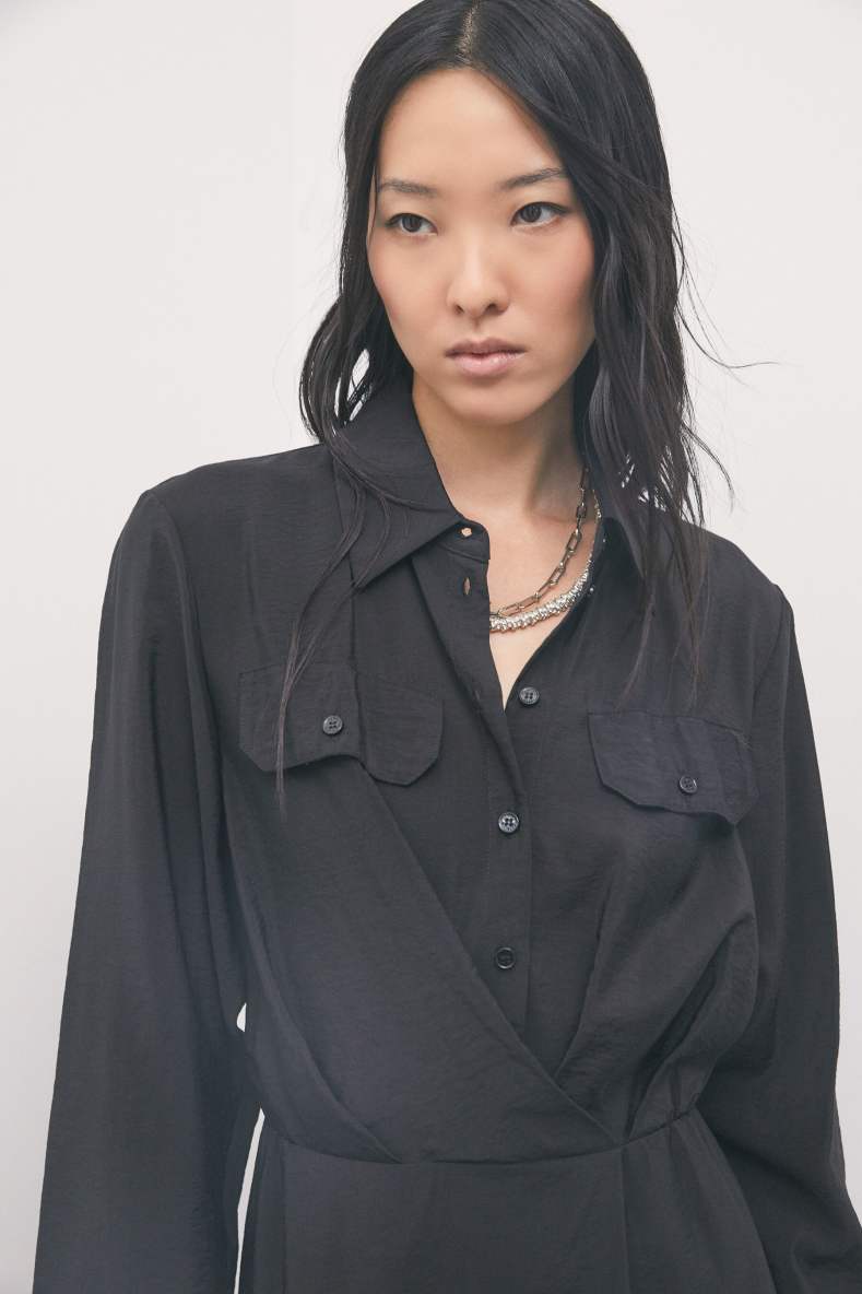 Midi shirt dress in modal, Black, Patrizia Pepe