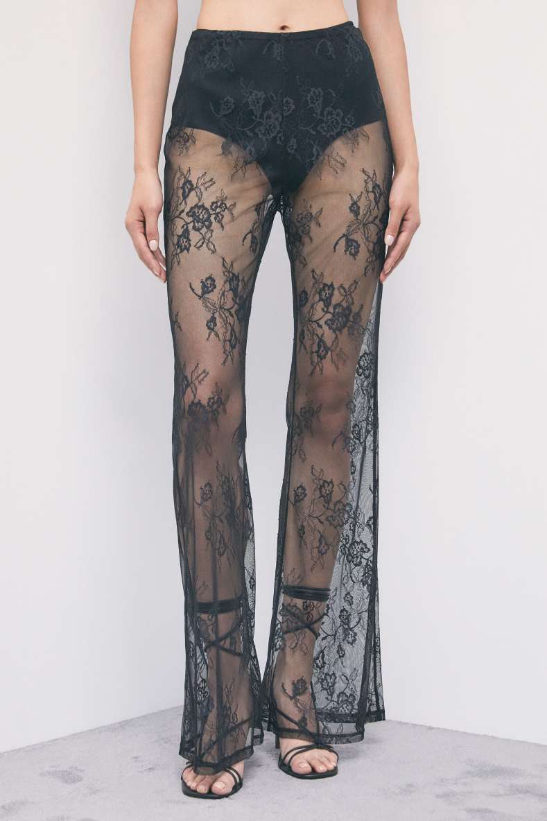 Flare-Hose aus Spitzen-Gewebe, Schwarz, Patrizia Pepe