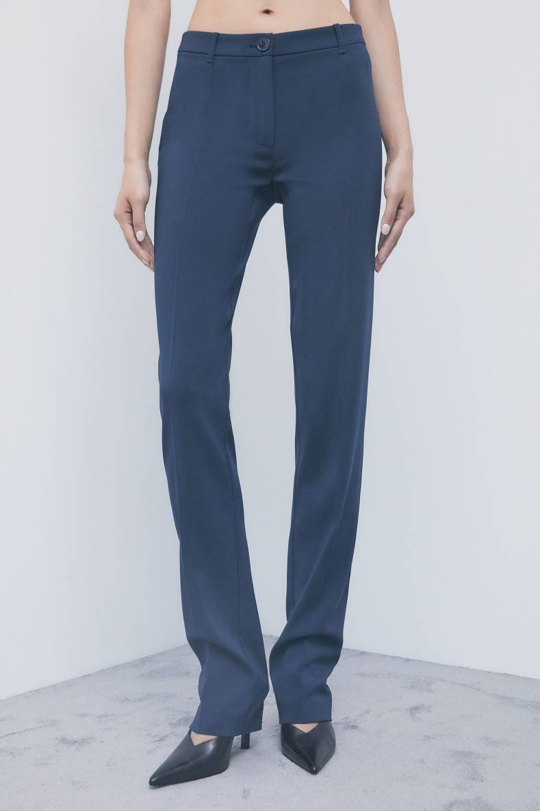 Slim-Fit-Hose aus Stretch-Cr&ecirc;pe, Blau, Patrizia Pepe