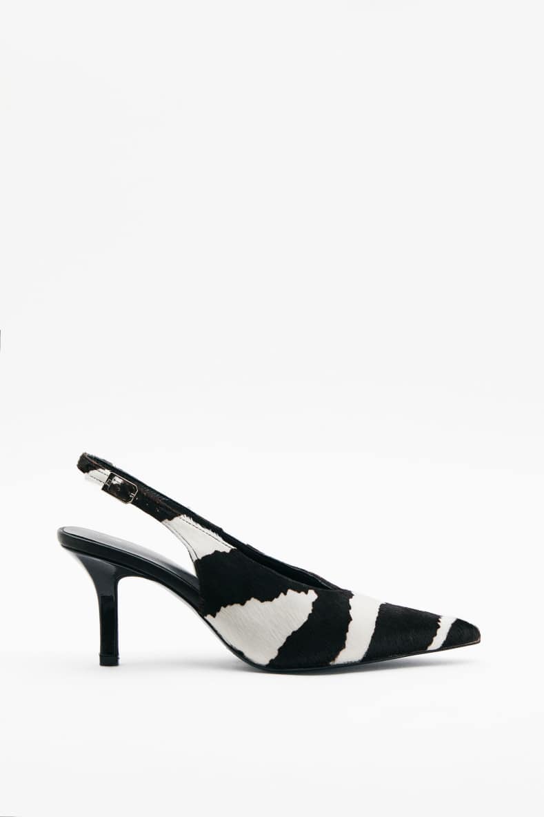 Zebra leather slingbacks, Black/White, Patrizia Pepe
