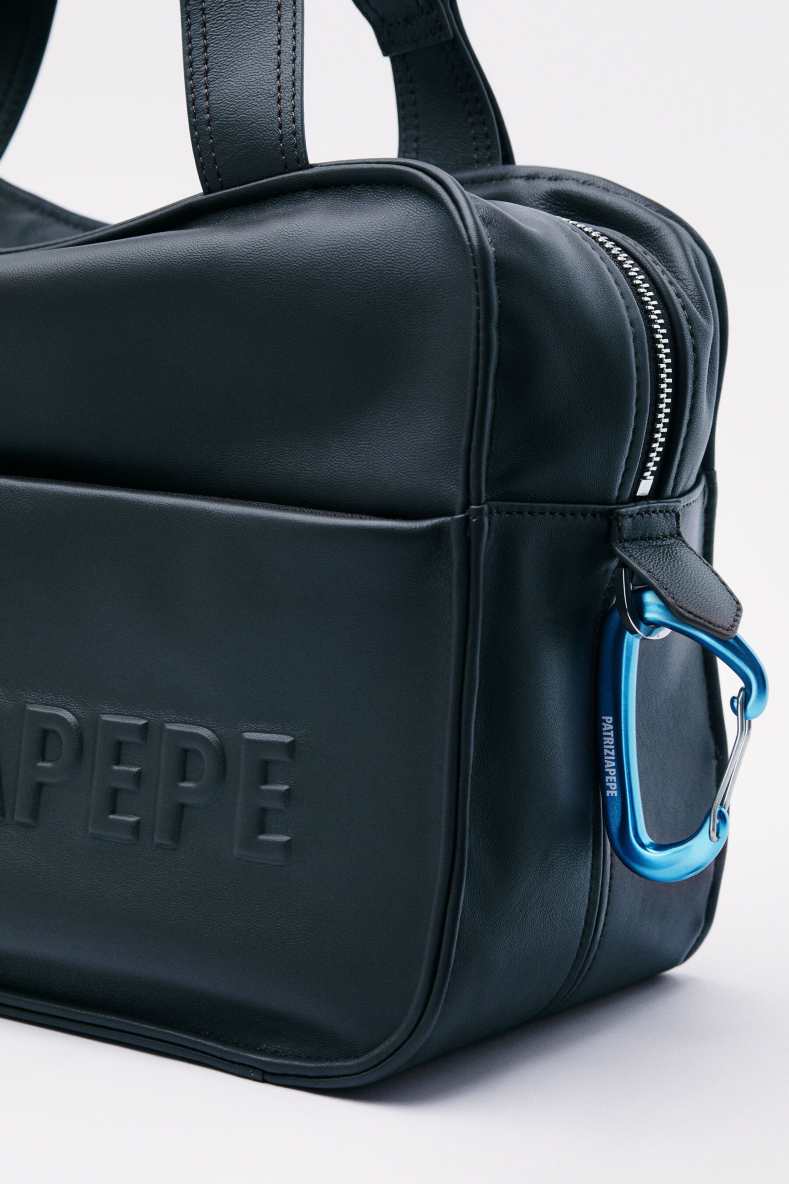 (IM)PERFECTION shopping bag in leather, Blue, Patrizia Pepe