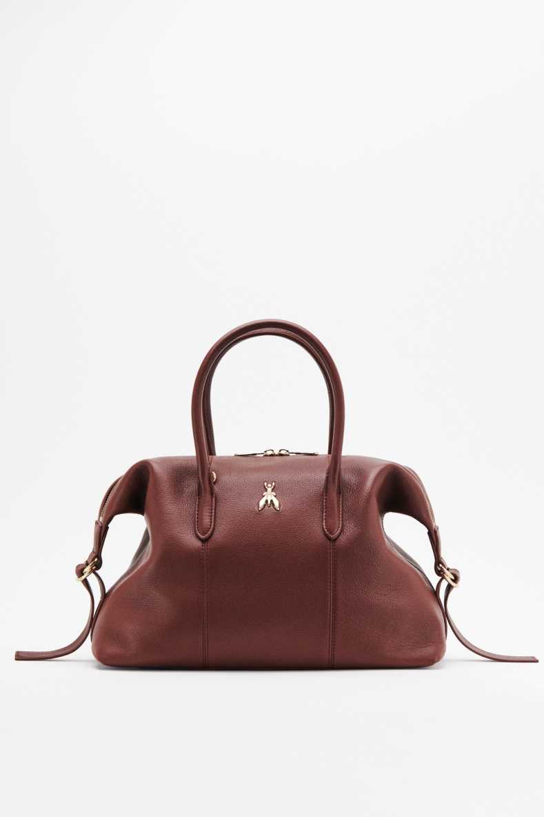 New Business leather bowling bag, Brown, Patrizia Pepe