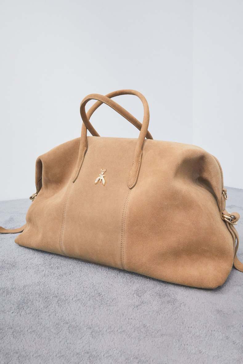 New Business large suede top handle bag, Beige, Patrizia Pepe