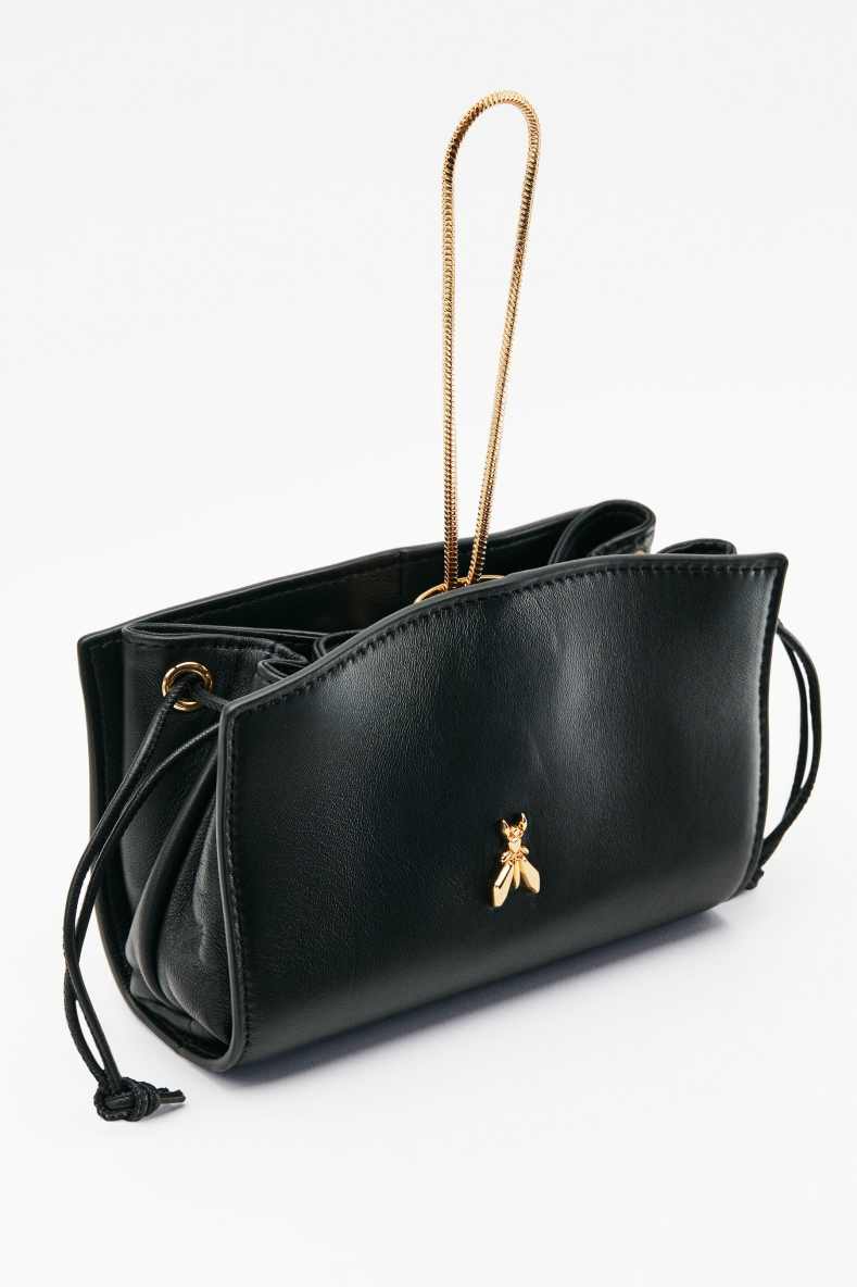 Mini leather clutch, Black, Patrizia Pepe