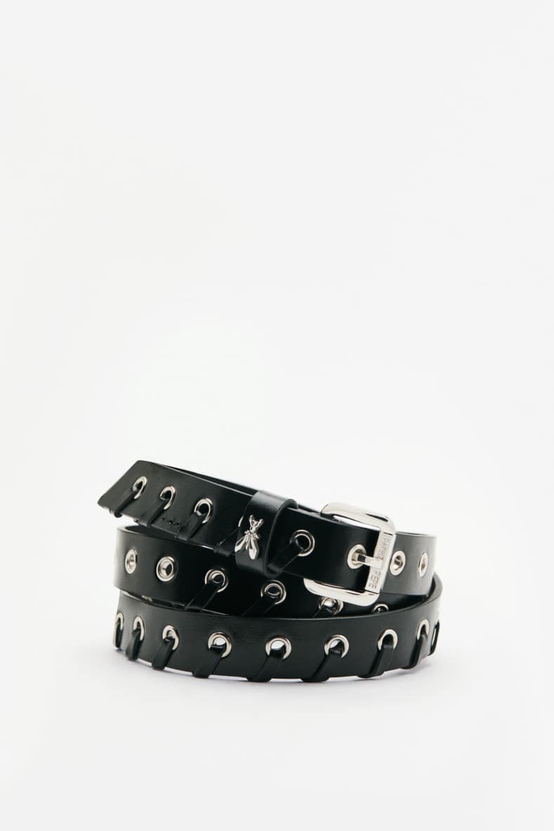 Leather belt with studs, Black, Patrizia Pepe