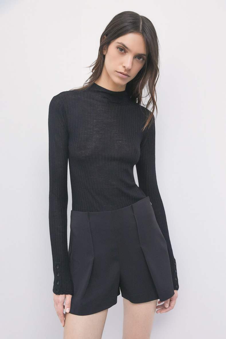 Light wool funnel-neck jumper, Black, Patrizia Pepe