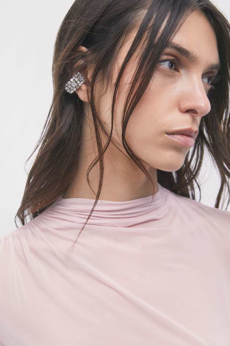 Sheer draped cupro top, Pink, Patrizia Pepe