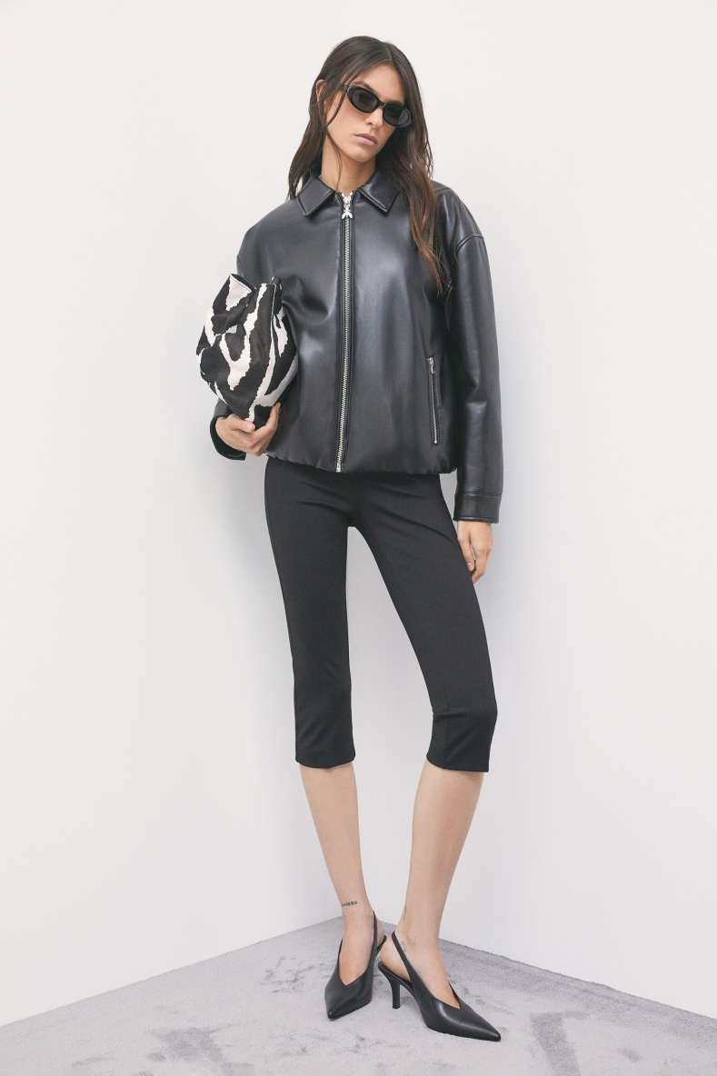 Coated bomber jacket, Black, Patrizia Pepe