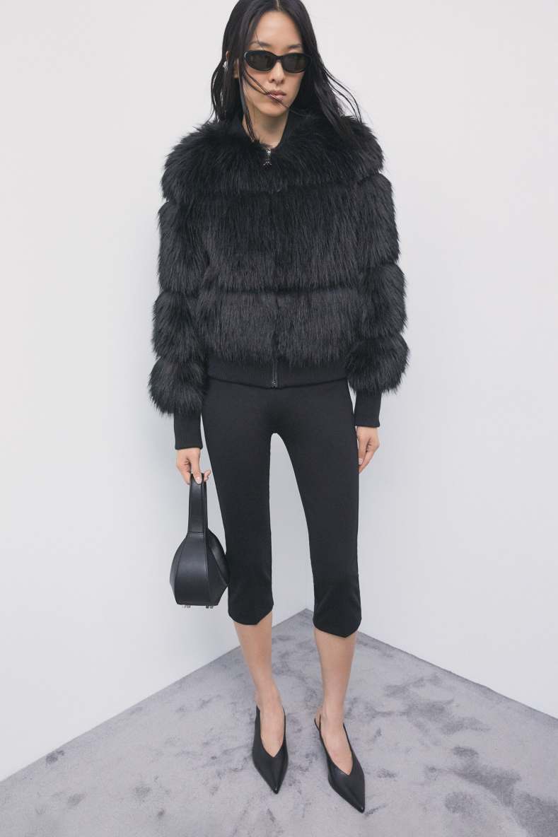 Fluffy bomber jacket, Black, Patrizia Pepe