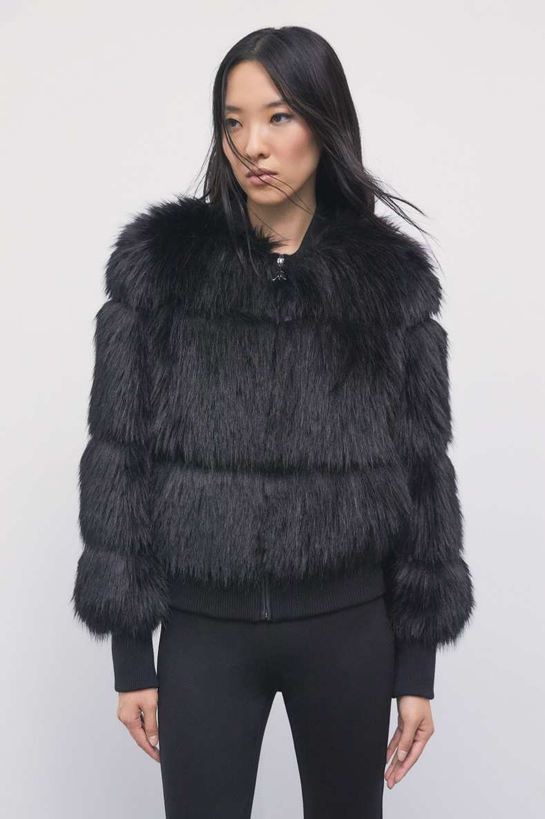 Fluffy bomber jacket, Black, Patrizia Pepe