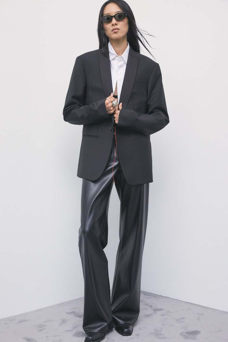 Coated Straight-Leg-Hose, Schwarz, Patrizia Pepe