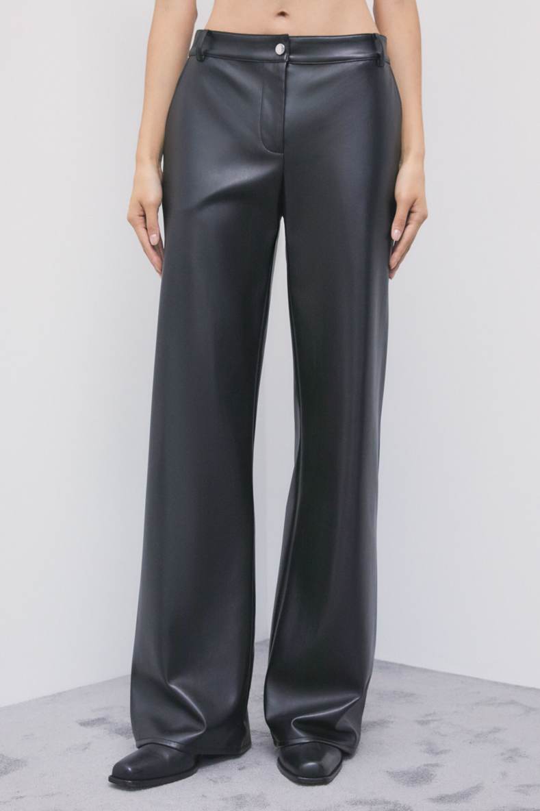 Coated Straight-Leg-Hose, Schwarz, Patrizia Pepe
