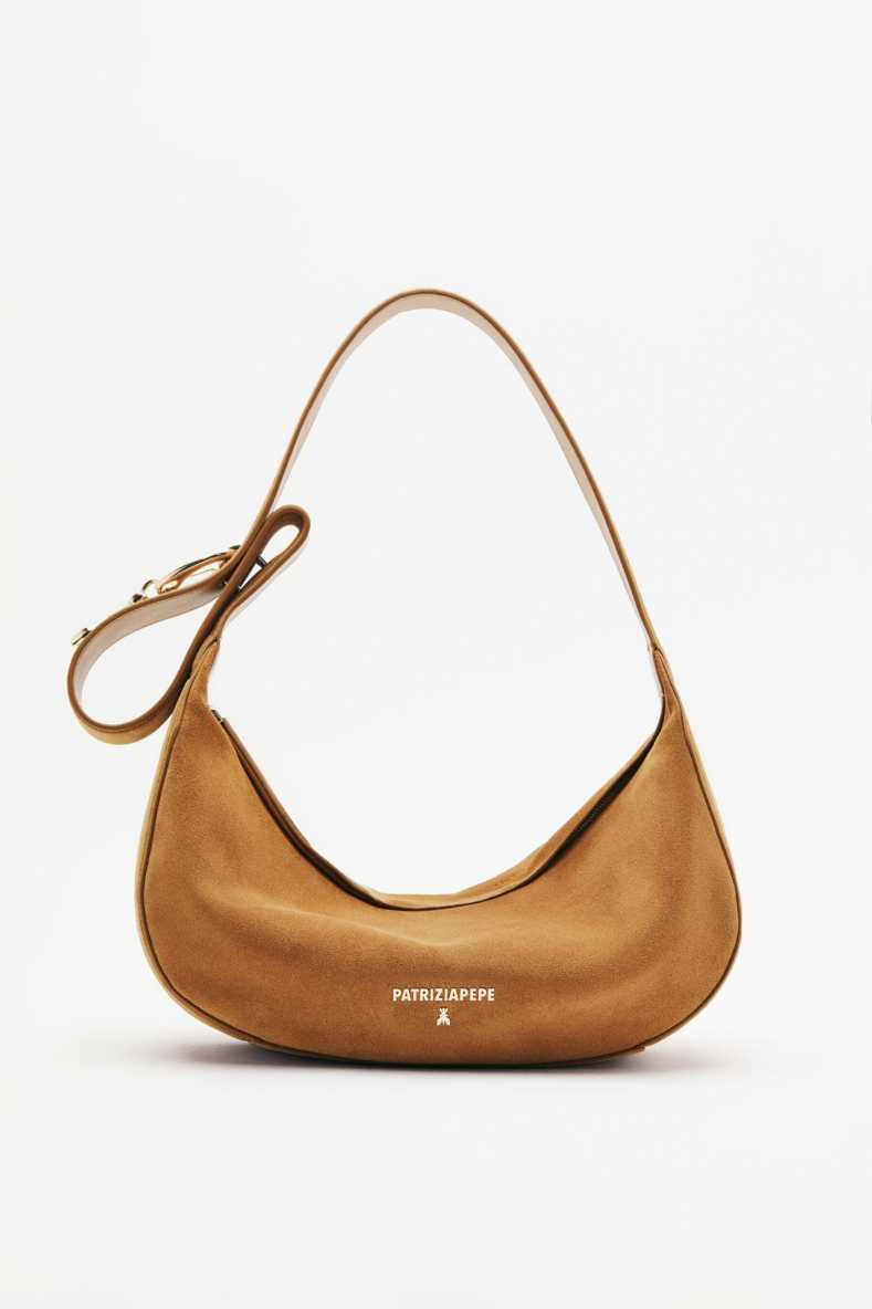 New Moon medium suede bag, Beige, Patrizia Pepe