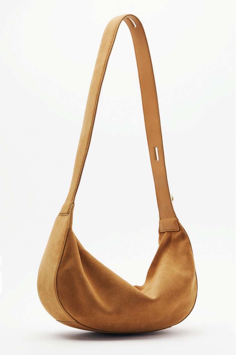 New Moon medium suede bag, Beige, Patrizia Pepe