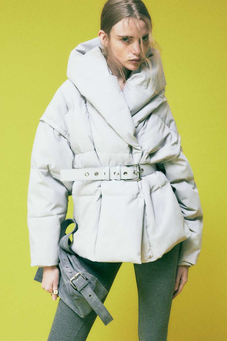 Belted puffer jacket, Grey, Patrizia Pepe