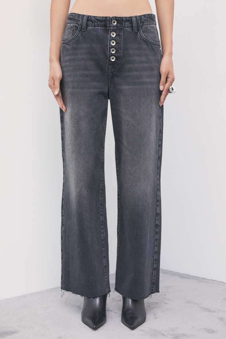 Low-Waisted Straight-Leg-Jeans, Schwarz, Patrizia Pepe