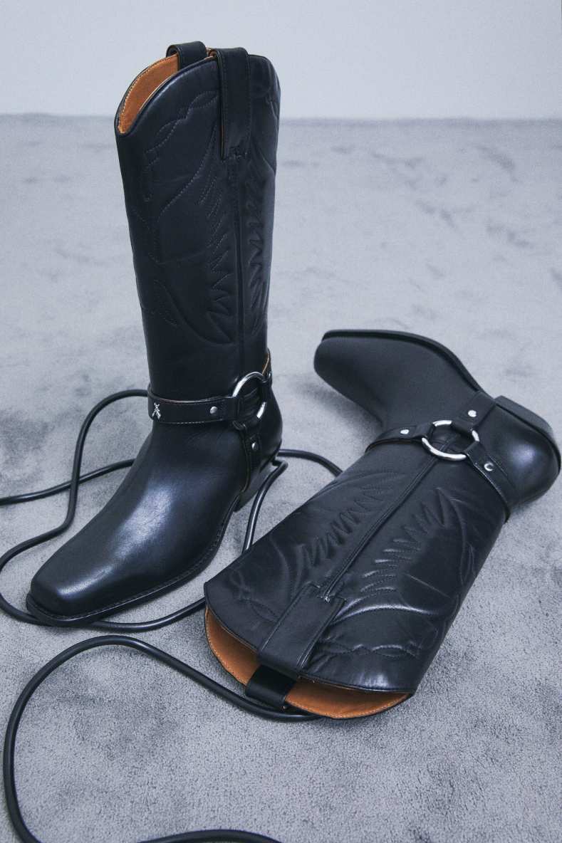Leather cowboy boots, Black, Patrizia Pepe