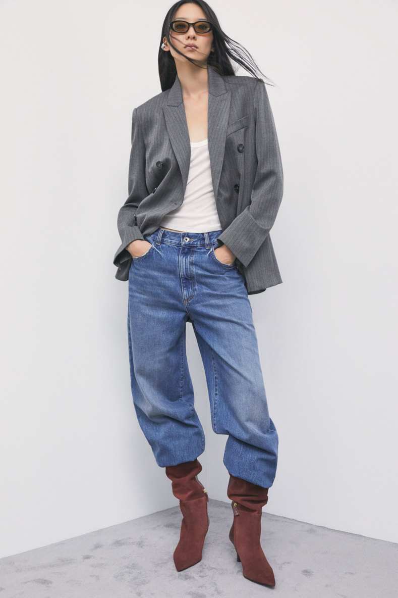 New Minimal Shape suede and shiny leather boots, Brown, Patrizia Pepe