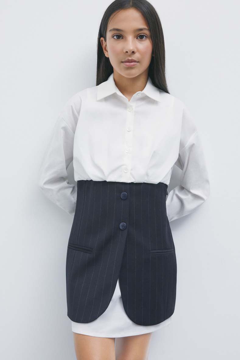 Pinstripe mini shirt dress, Blue/Fuchsia, Patrizia Pepe