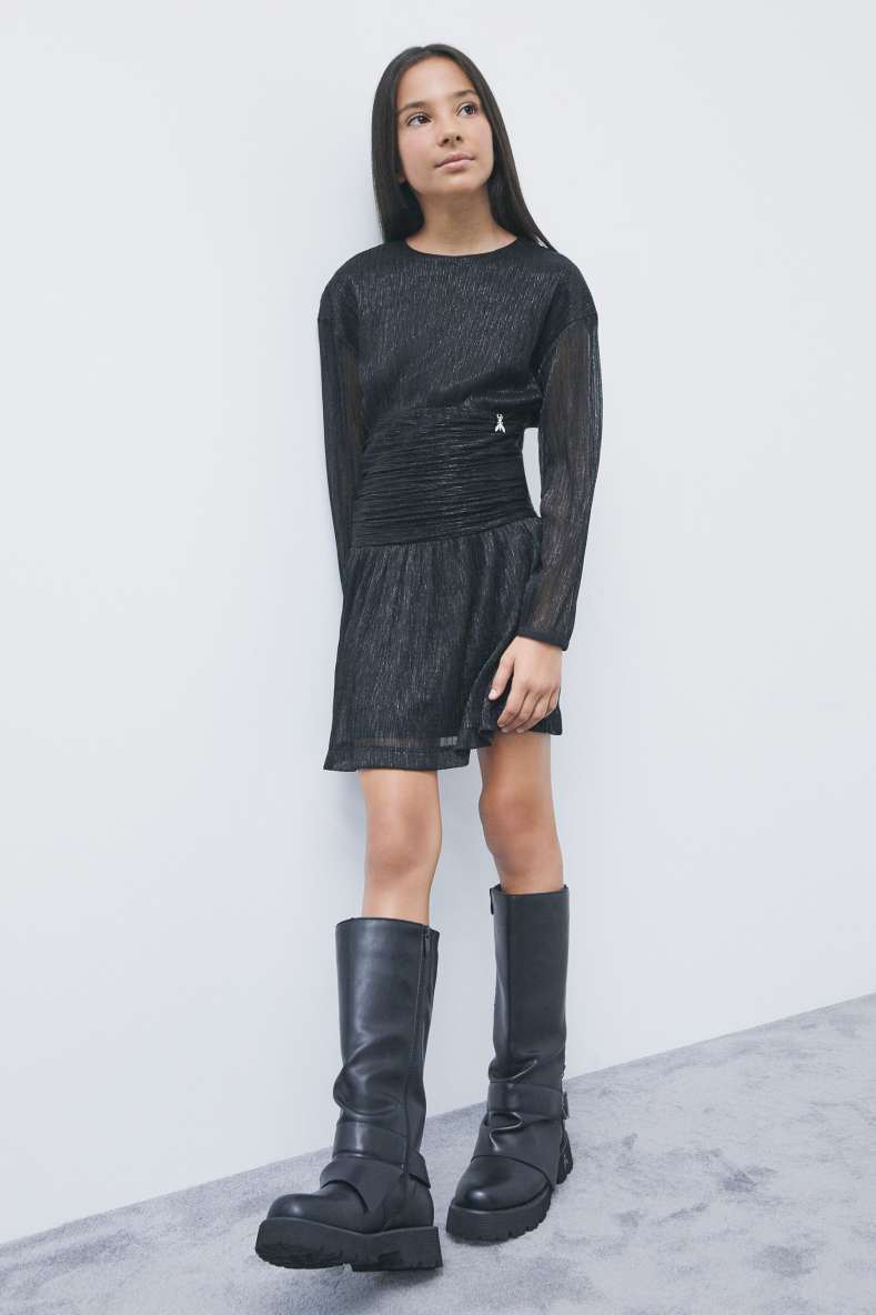 Draped lurex mini dress, Black, Patrizia Pepe