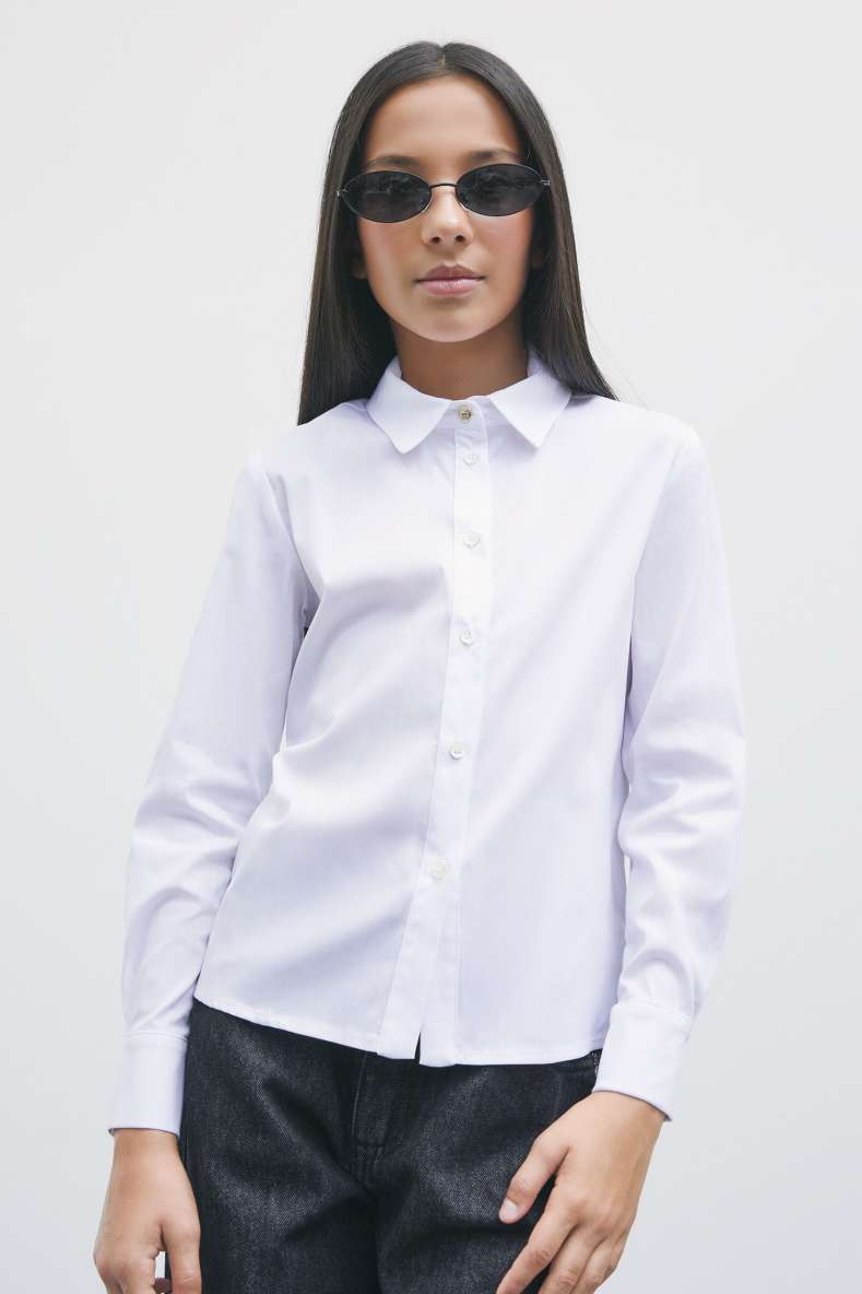 Stretch poplin shirt, White, Patrizia Pepe