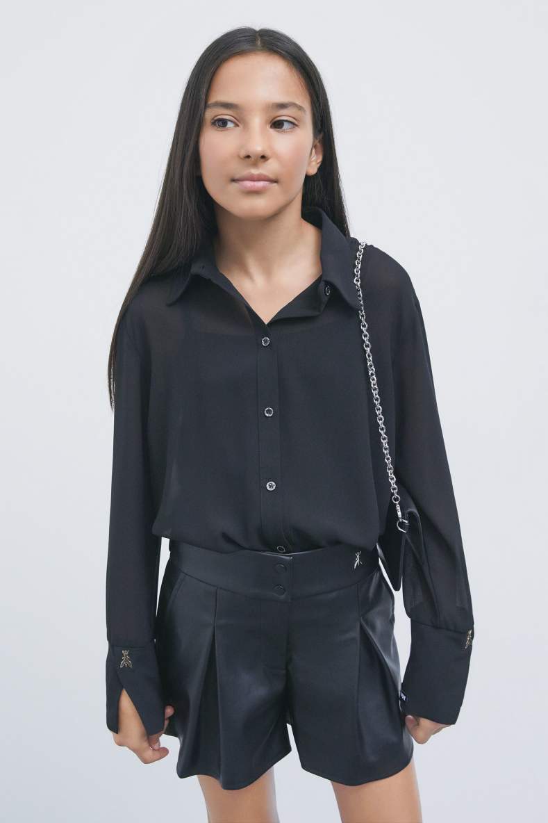 Fluid georgette shirt, Black, Patrizia Pepe