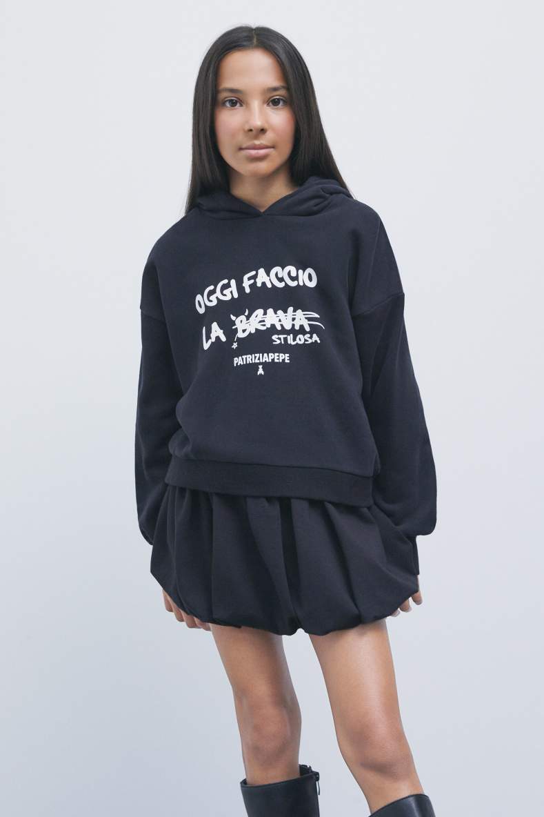 Cotton hoodie, Black, Patrizia Pepe