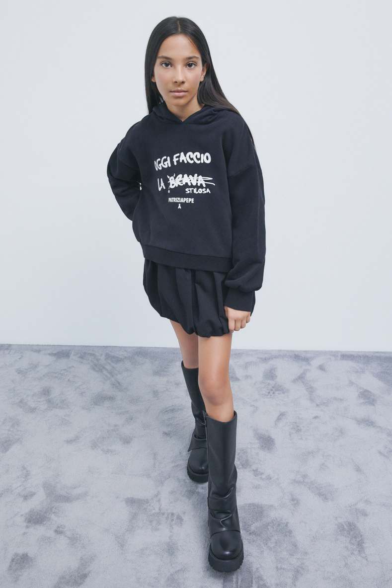 Cotton hoodie, Black, Patrizia Pepe