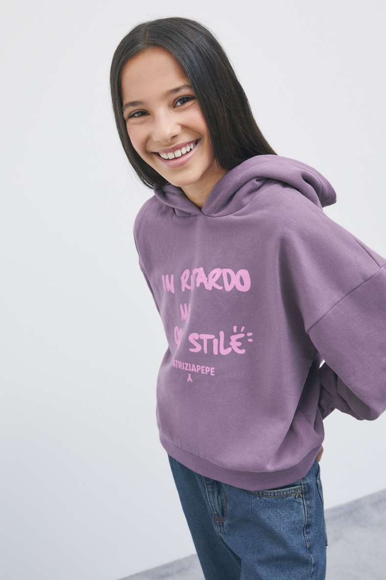 Cotton hoodie, Purple, Patrizia Pepe