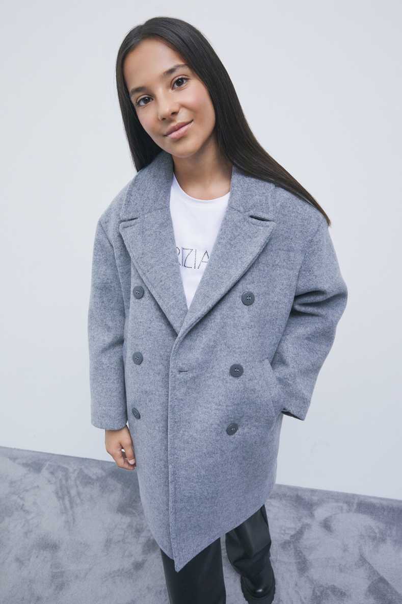 Double-breasted wool-blend coat, Grey, Patrizia Pepe