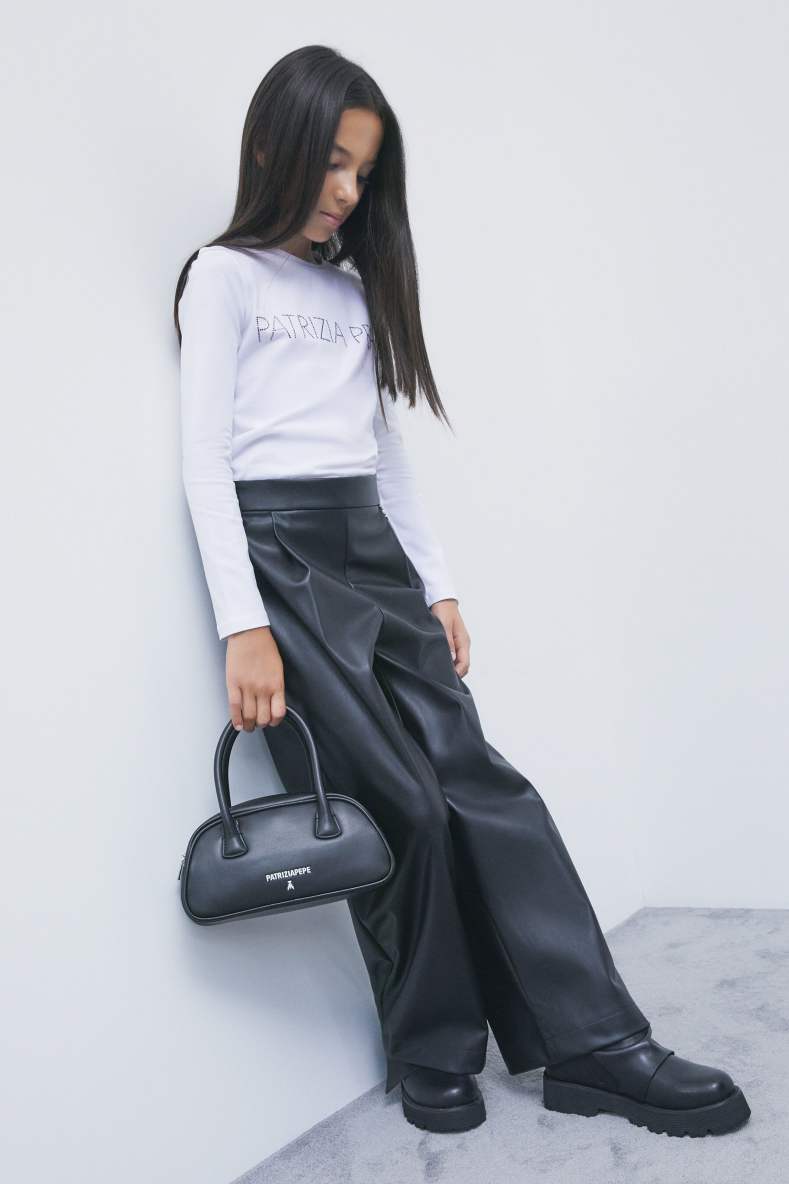 Coated palazzo trousers, Black, Patrizia Pepe