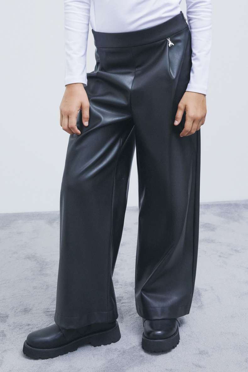 Coated palazzo trousers, Black, Patrizia Pepe