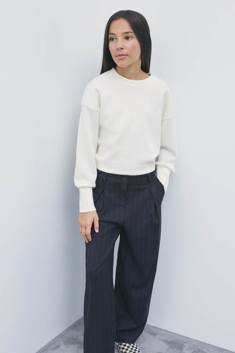 Fluid pinstripe trousers with pleats, Blue/Fuchsia, Patrizia Pepe