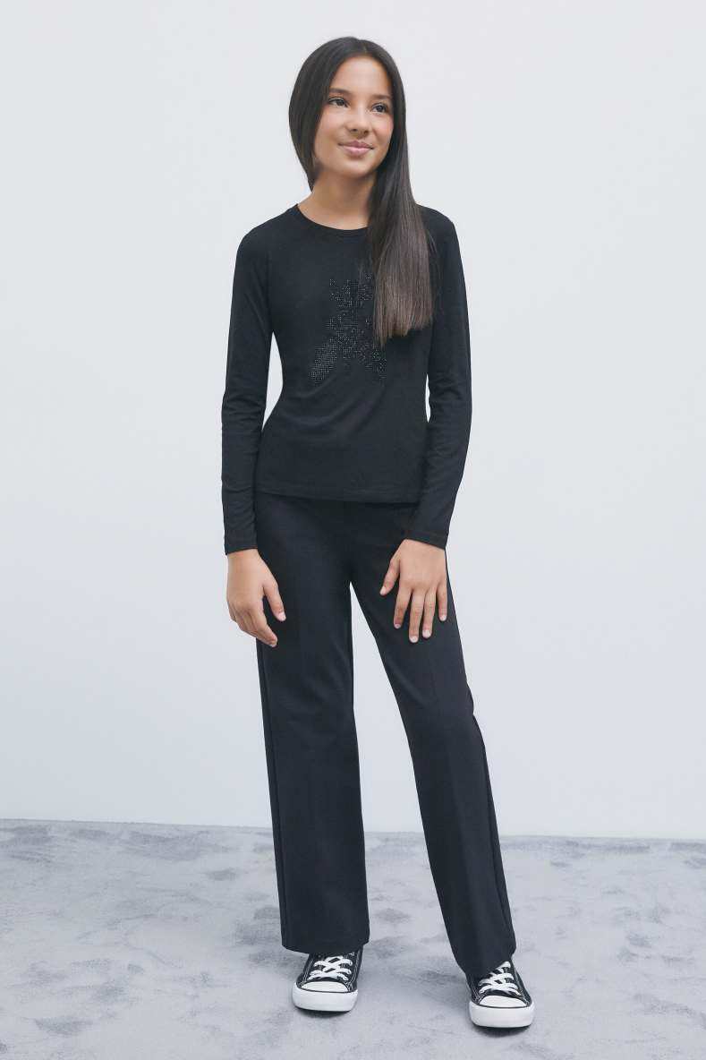 Straight-leg technical fabric trousers, Black, Patrizia Pepe