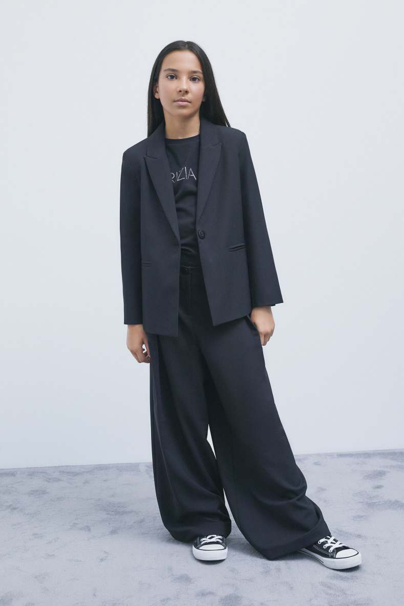 Single-button stretch sabl&eacute; blazer, Black, Patrizia Pepe