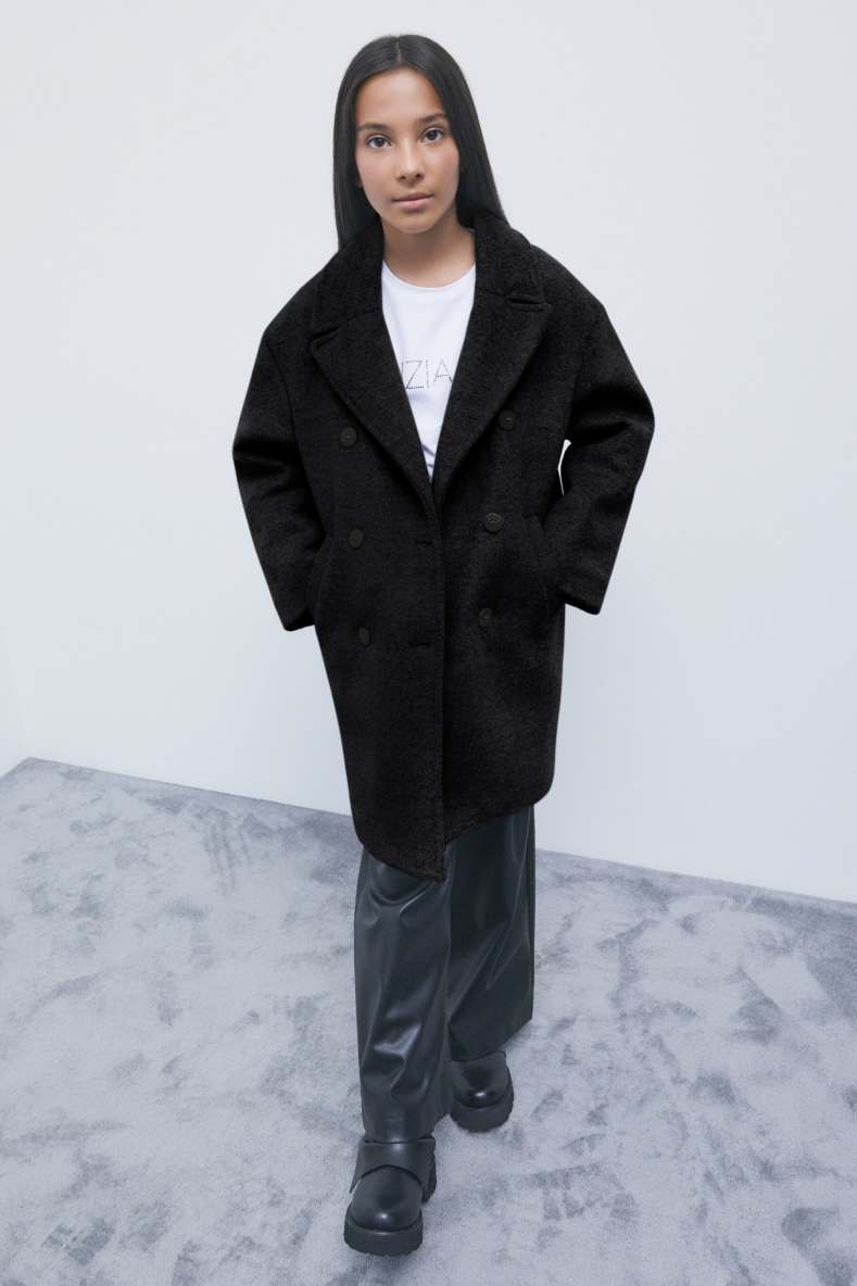 Double-breasted wool-blend coat, Black, Patrizia Pepe