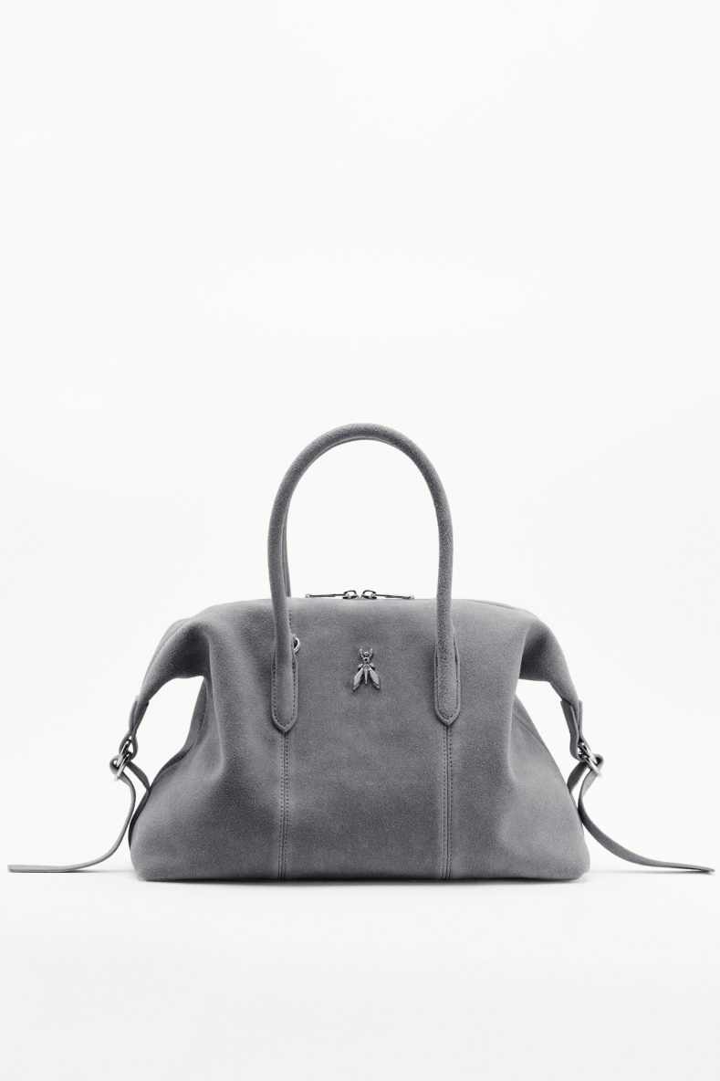 New Business suede bowling bag, Grey, Patrizia Pepe