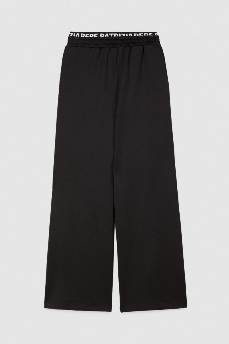 Technical jersey palazzo trousers, Black, Patrizia Pepe