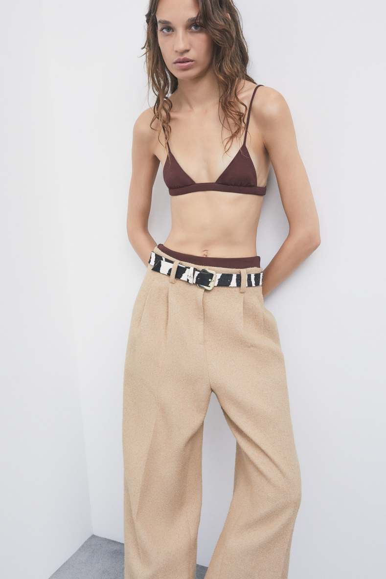 Stretch-jersey triangle bra, Brown, Patrizia Pepe