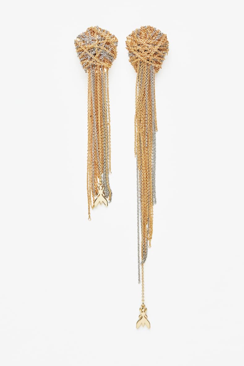 Fringes drop earrings, Gold, Patrizia Pepe