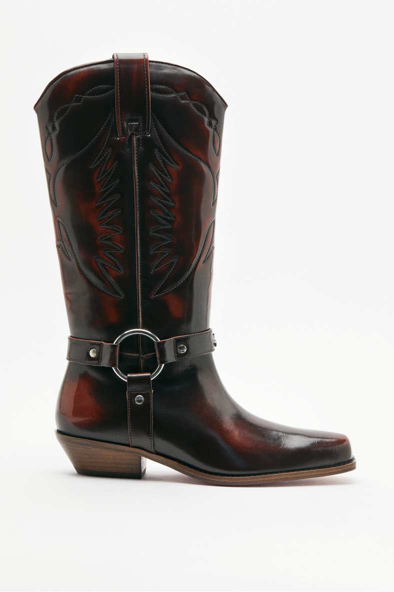 Bottes cowboy en cuir, Marron, Patrizia Pepe