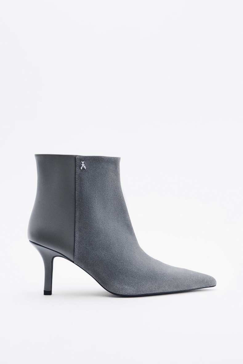 Suede and shiny leather ankle boots, Grey, Patrizia Pepe