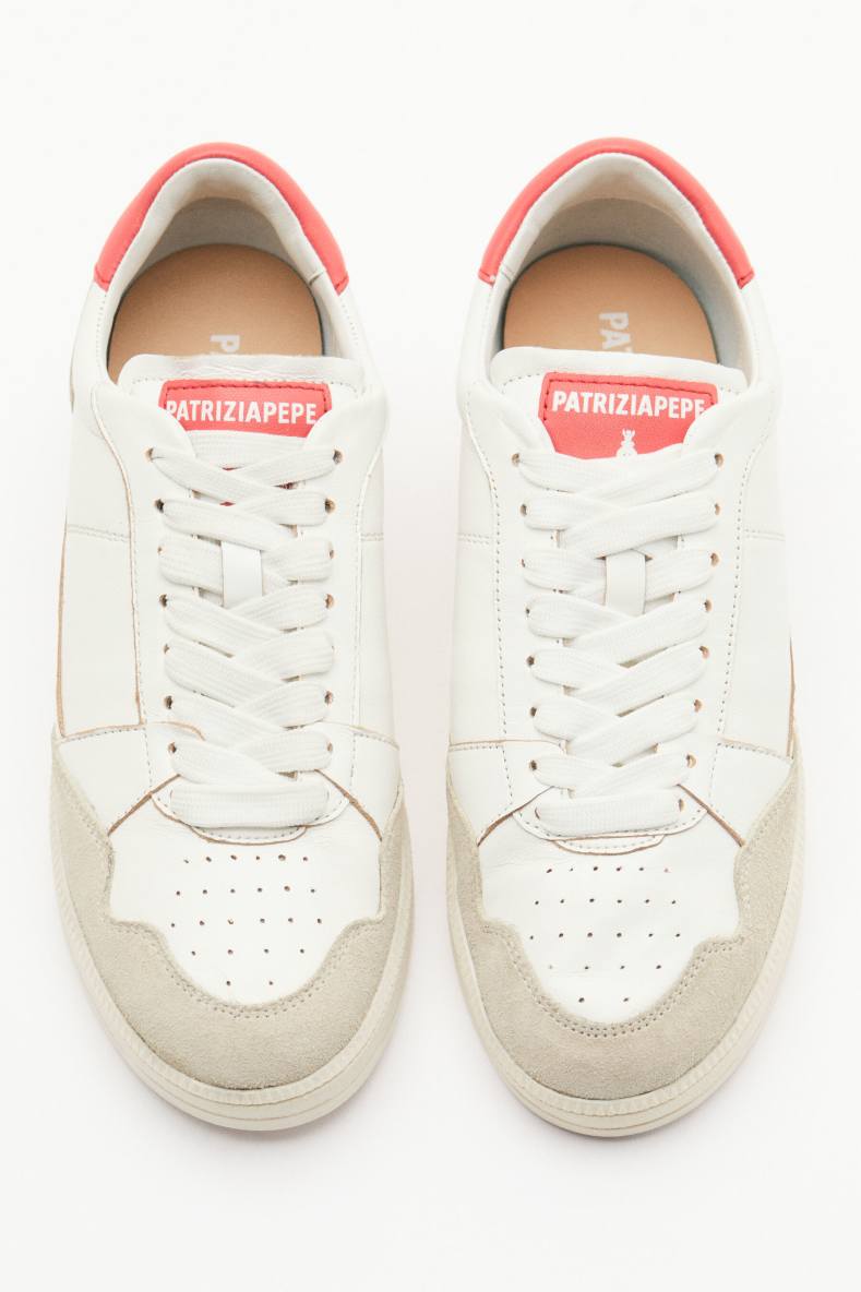 Fly '93 sneakers with suede details, White/Red, Patrizia Pepe