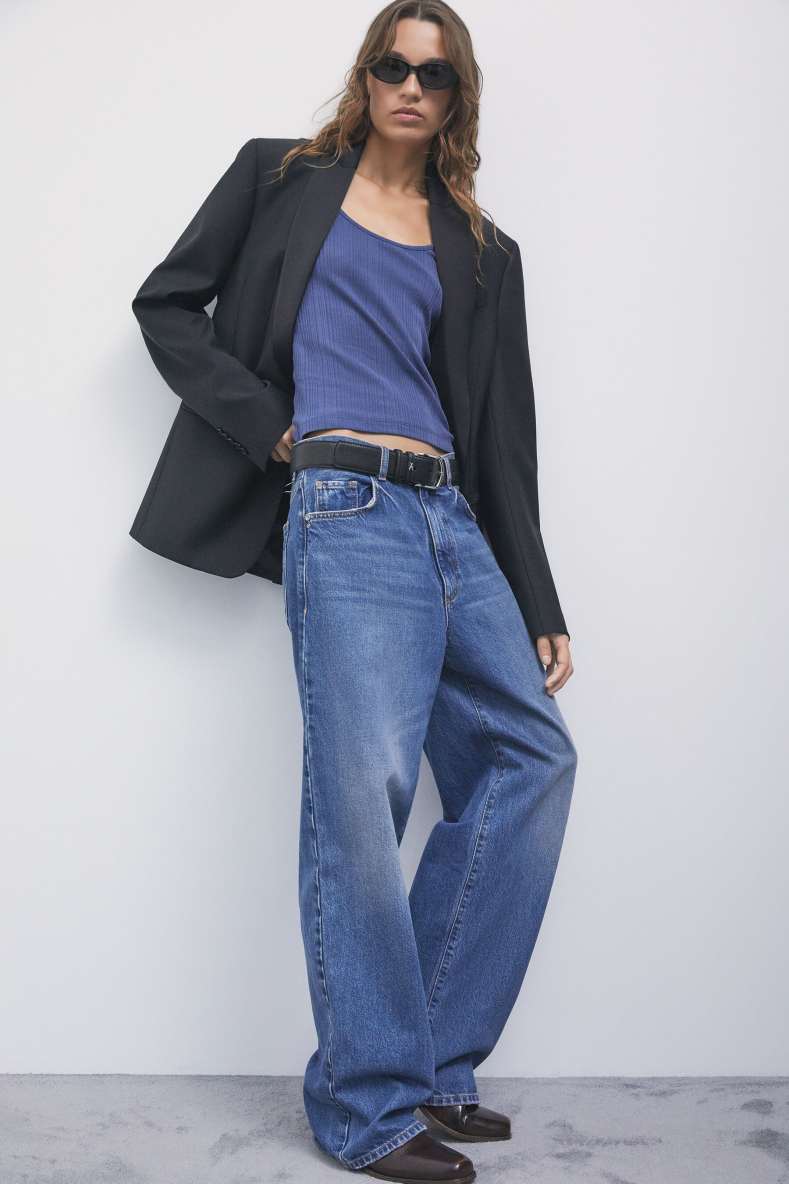 Ribbed cotton T-shirt, Blue, Patrizia Pepe