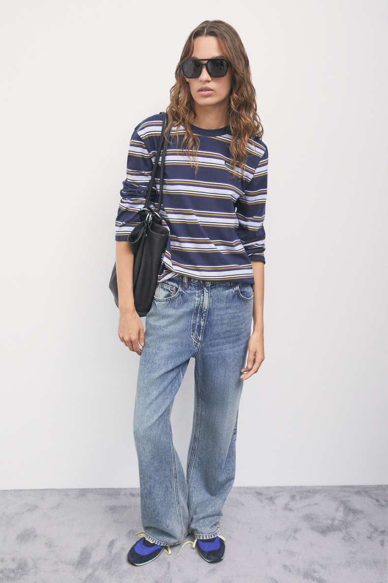 Striped cotton long-sleeve top, Stripes, Patrizia Pepe