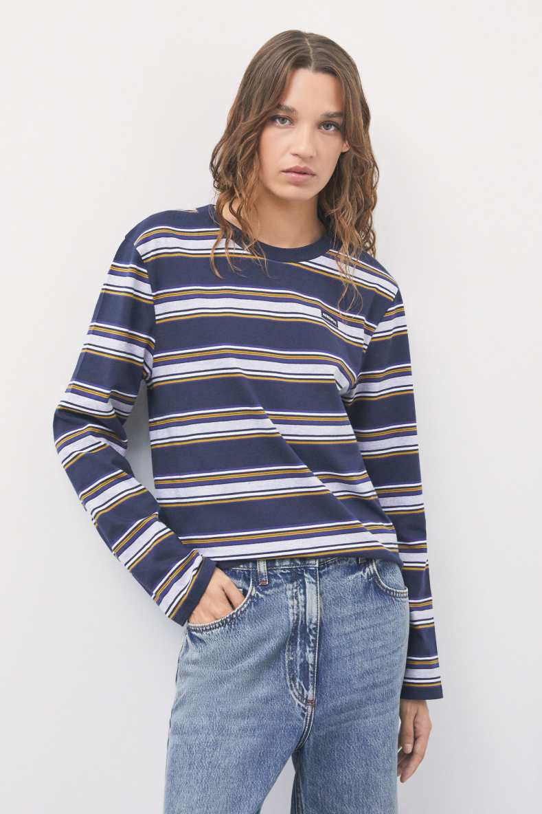 Striped cotton long-sleeve top, Stripes, Patrizia Pepe