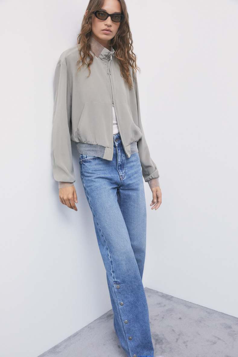 Silk bomber jacket, Grey, Patrizia Pepe