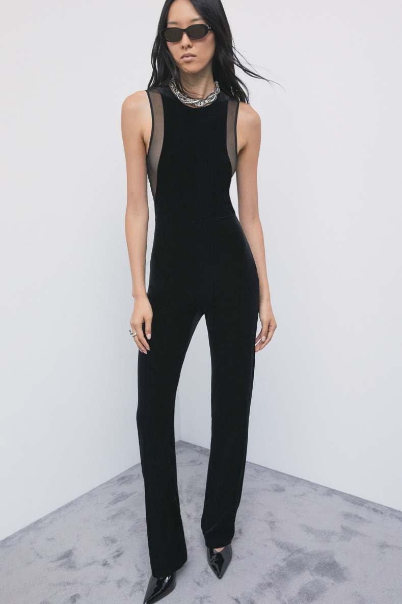 Mix fabric suit, Black, Patrizia Pepe