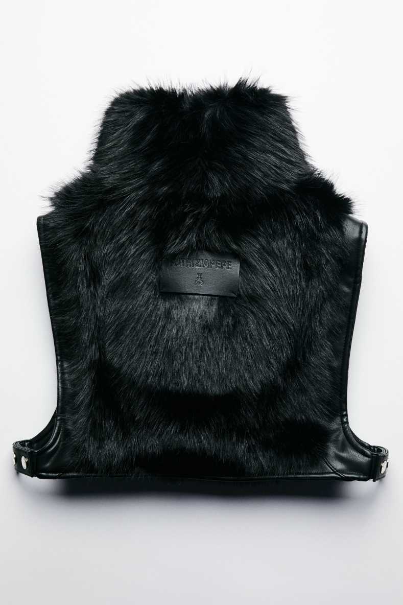 Soft vest with hood, Black, Patrizia Pepe